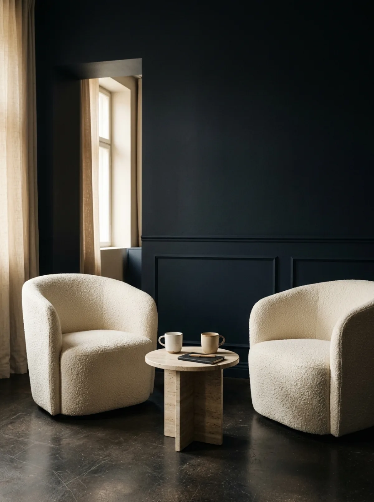 Rustige zitkamer met twee fauteuils